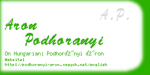 aron podhoranyi business card